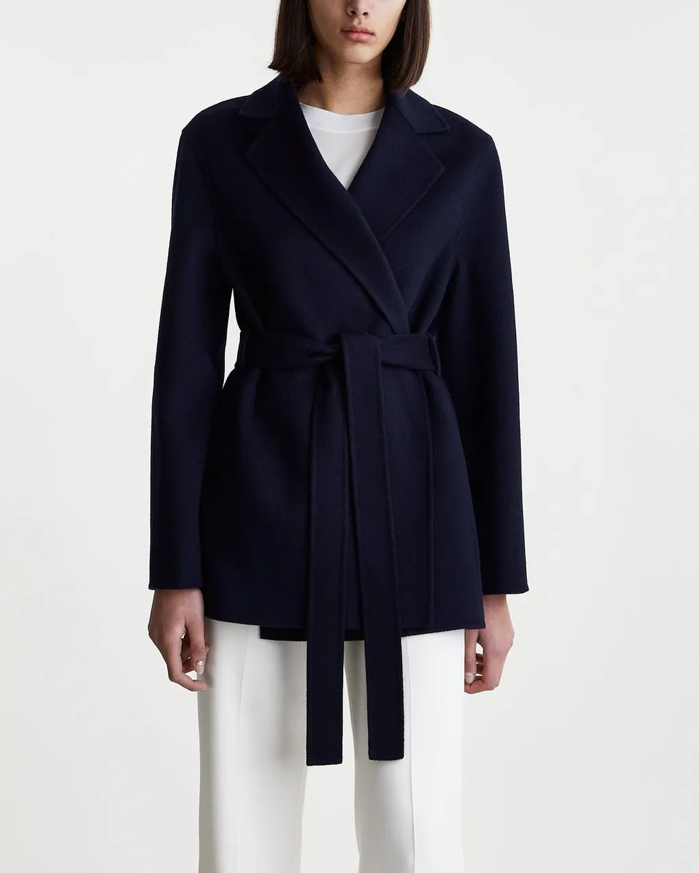 JOSEPH   Short Coat Cenda Dbl Face Cashmere Navy 